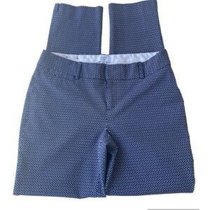 Crown & Ivy Navy White Fun Circle Pattern Ankle Slim Dress Pants Ladies Size 2